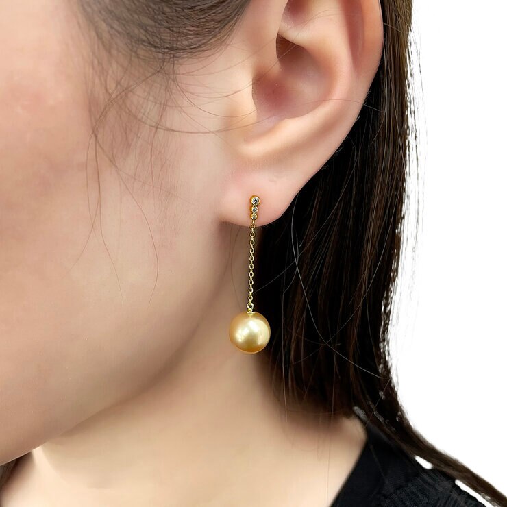 18Kイエローゴールド 南洋ゴールドピアス 9.0mm D0.08ct /WHK0106-90 18Kイエローゴールド 南洋ゴールドピアス 9.0mm D0.08ct /WHK0106-90