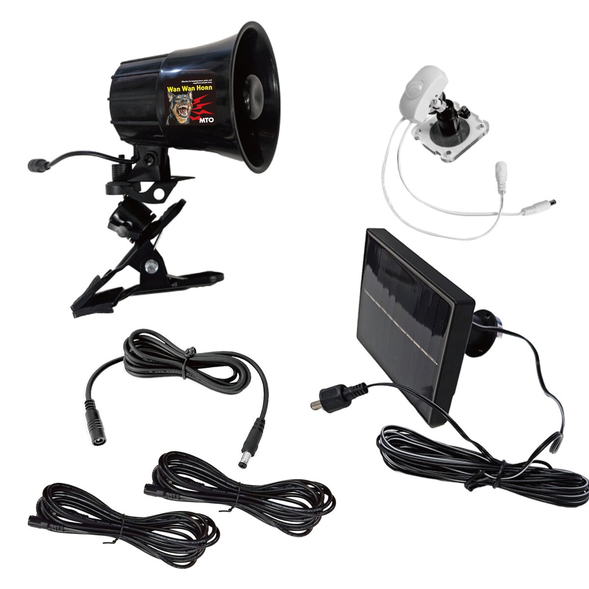 MTO 熊よけわんわんホーン 24時間センサー付ソーラー電源タイプ＆ 3mケーブル 2本追加
