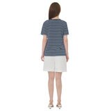 ビジット イン ニューヨーク ストライプ 半袖Tシャツ ネイビー+ホワイトストライプ S