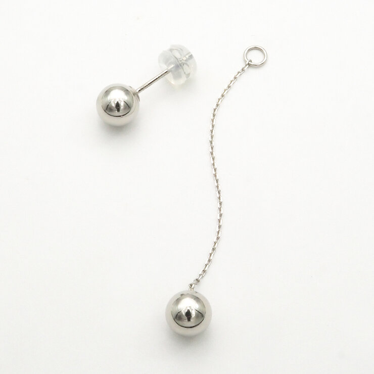 プラチナ 5.5mm ボール チェーン付き 2Way ピアス