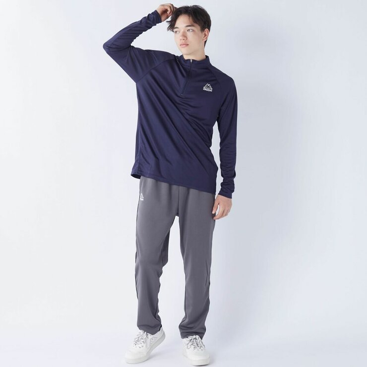 カッパ メンズ ハーフジップ 長袖 Tシャツ / ネイビー / L