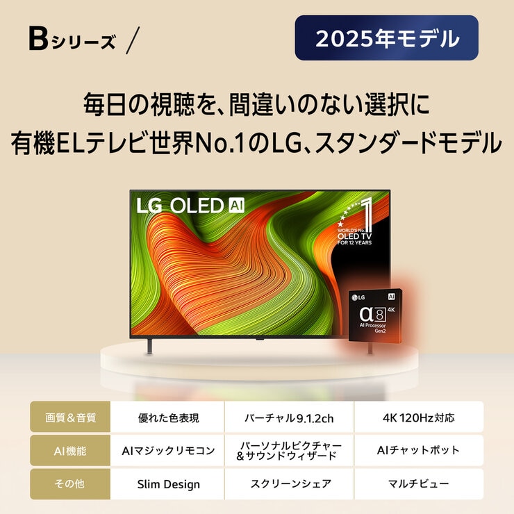 LG 65インチ 4K有機ELテレビ OLED65B5PJA