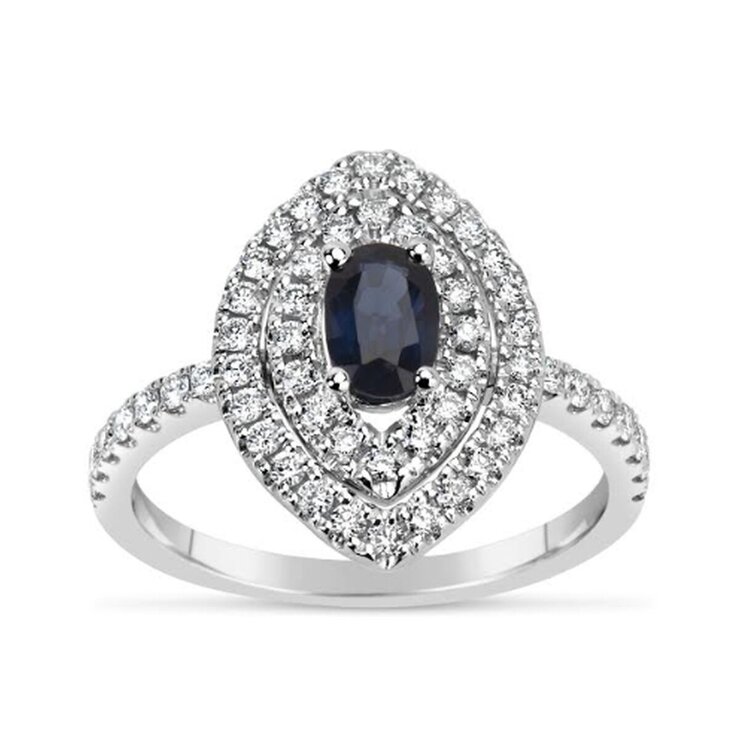 18K ホワイトゴールド 0.48カラット ダイヤモンド & サファイヤ リング 18K ホワイトゴールド 0.48カラット ダイヤモンド & サファイヤ リング
