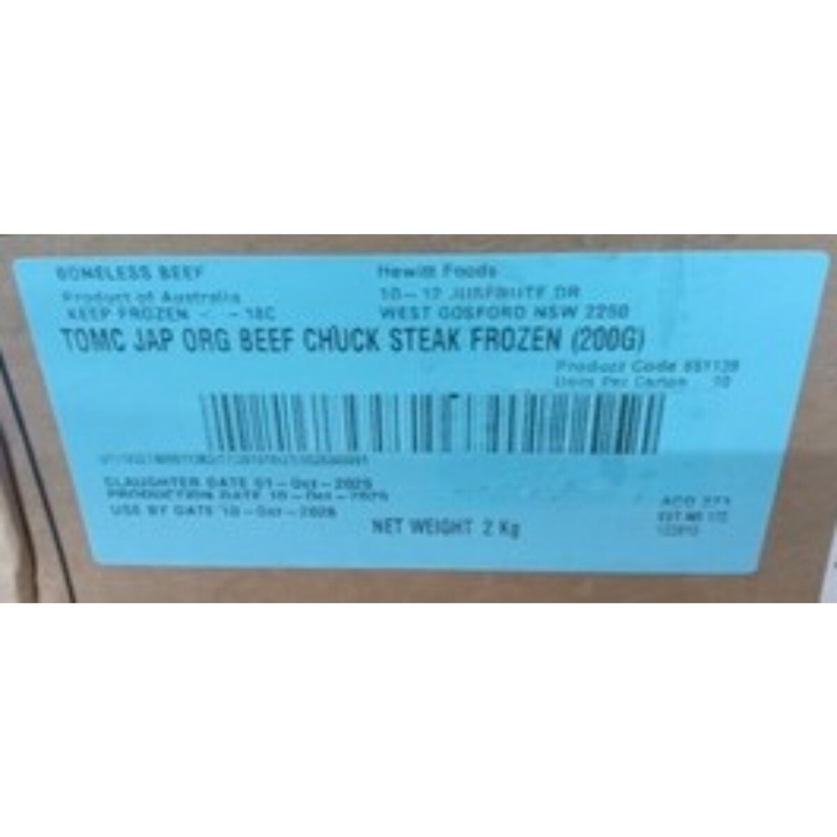 【冷凍】オーガニックビーフ肩ロース 200g x 10