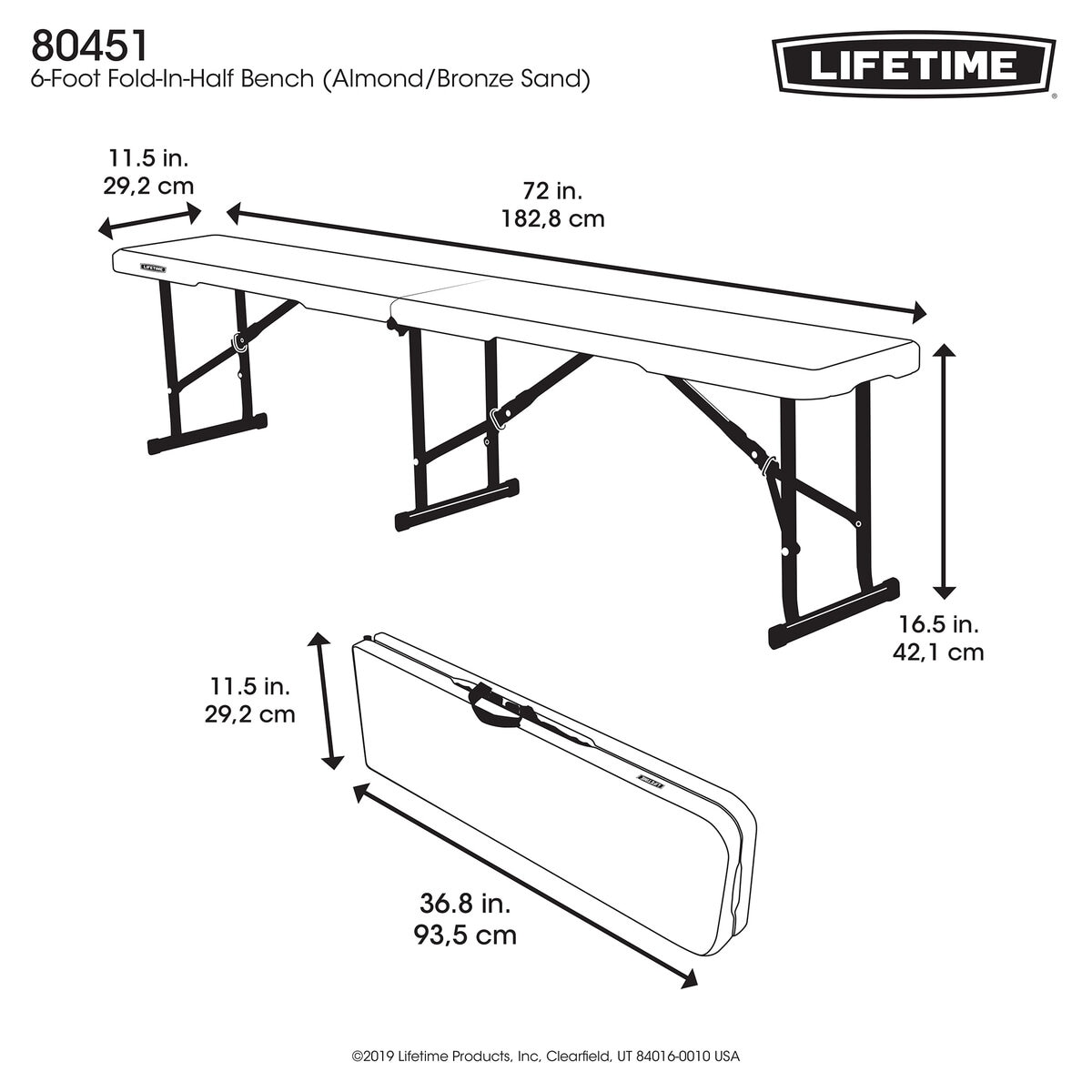 LIFETIME 1.8m 折り畳みベンチ