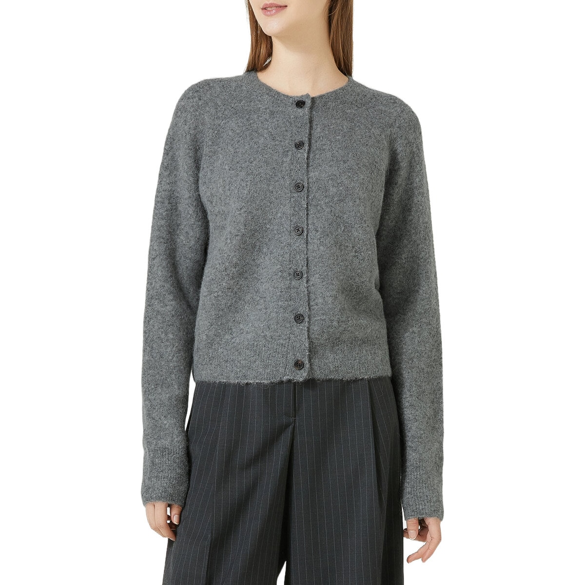 VINE レディース アルパカ ウール カーディガン グレー XL