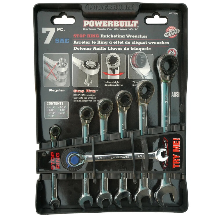 POWER BUILT ストップリングラチェットレンチ 7本 PBWRT0479 POWER BUILT ストップリングラチェットレンチ 7本 PBWRT0479