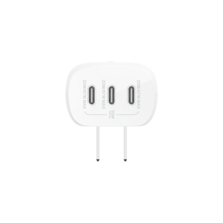 Belkin BoostCharge 3 ポート USB-C® 壁面充電器 (PPS 67W 付き) WCC002dqWHJP