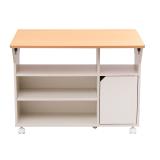 アイリスオーヤマ 扉付きキッチンワゴン 奥行37～64.4cm TKW-90 ビーチ/ホワイト 251971