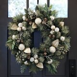 クリスマスリース 直径約76cm LEDライト付き ホワイト