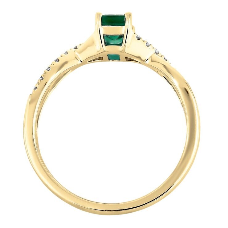 18K イエローゴールド 0.1カラットダイヤモンド&合成エメラルド リング 18K イエローゴールド 0.1カラットダイヤモンド&合成エメラルド リング