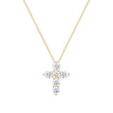 14K Yellow Gold 0.50ct Round Cut Diamond Cross Necklace