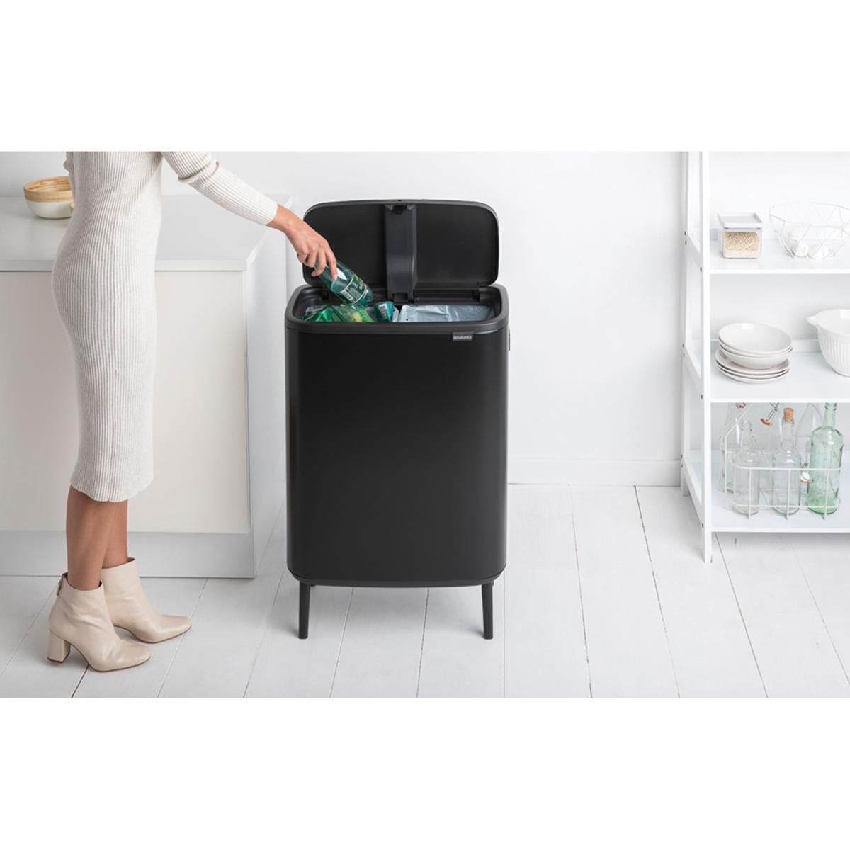 ブラバンシア BoタッチビンHi 2x30L タッチ式ごみ箱 2分別(脚つき) マットブラック