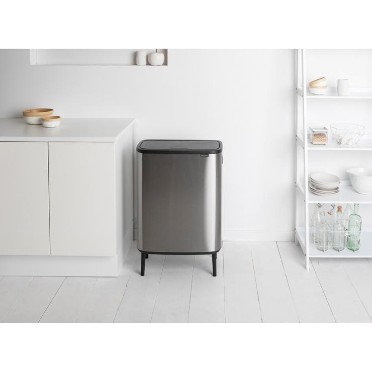 ブラバンシア BoタッチビンHi 2x30L タッチ式ごみ箱 2分別(脚つき) FPPマット 130649