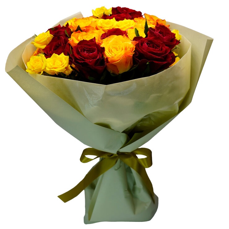 グラデーション ローズ ブーケ 24本束 レッド＆オレンジ