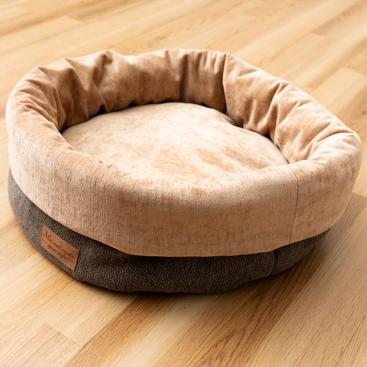 ラウンドペットベッド 2個セット ブラウン ラウンドペットベッド 2個セット ブラウン