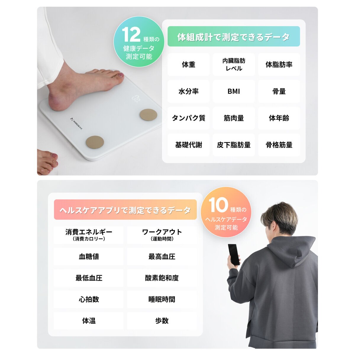 MIRROR FIT.(ミラーフィット)  スマート体組成計 体重計