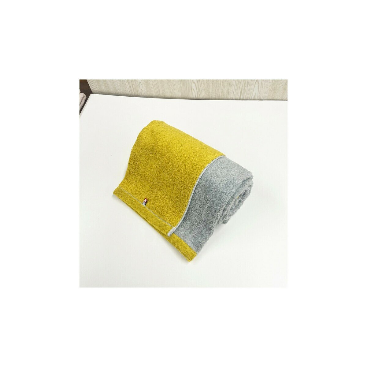 DAIRY PRAIRIE リバーシブル バスタオル 70cm x 130cm 1枚組 ミモザ/グレー