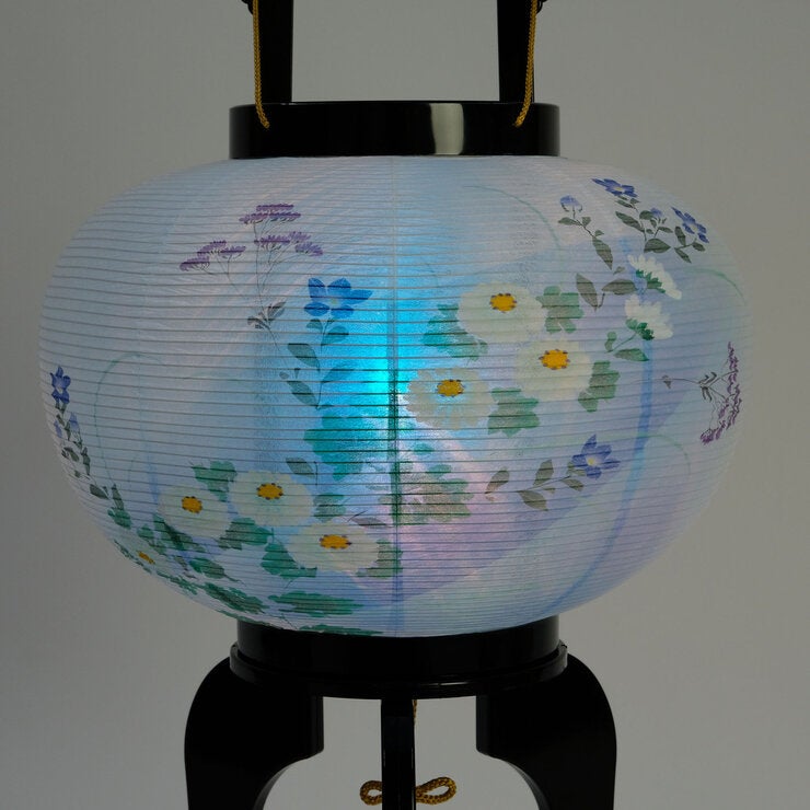 盆提灯 廻転灯 あかり10号桔梗蒔絵対絵入 左右対販売 8608-CS-602W 盆提灯 廻転灯 あかり10号桔梗蒔絵対絵入 左右対販売 8608-CS-602W