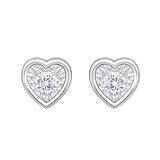 14K ホワイトゴールド 0.10カラット ダイヤモンド ハート ピアス