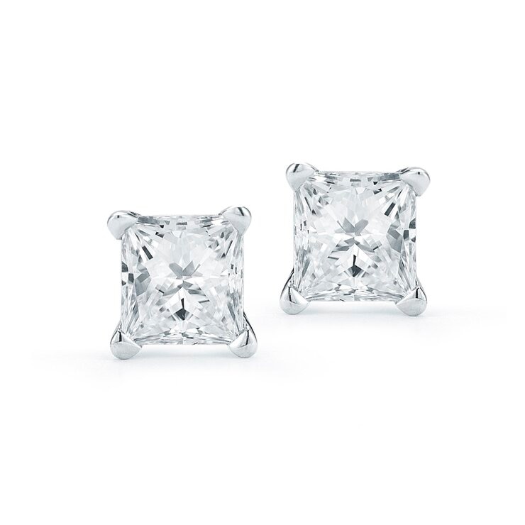 18Kホワイトゴールド 0.23カラット プリンセスカット ダイヤモンド ピアス