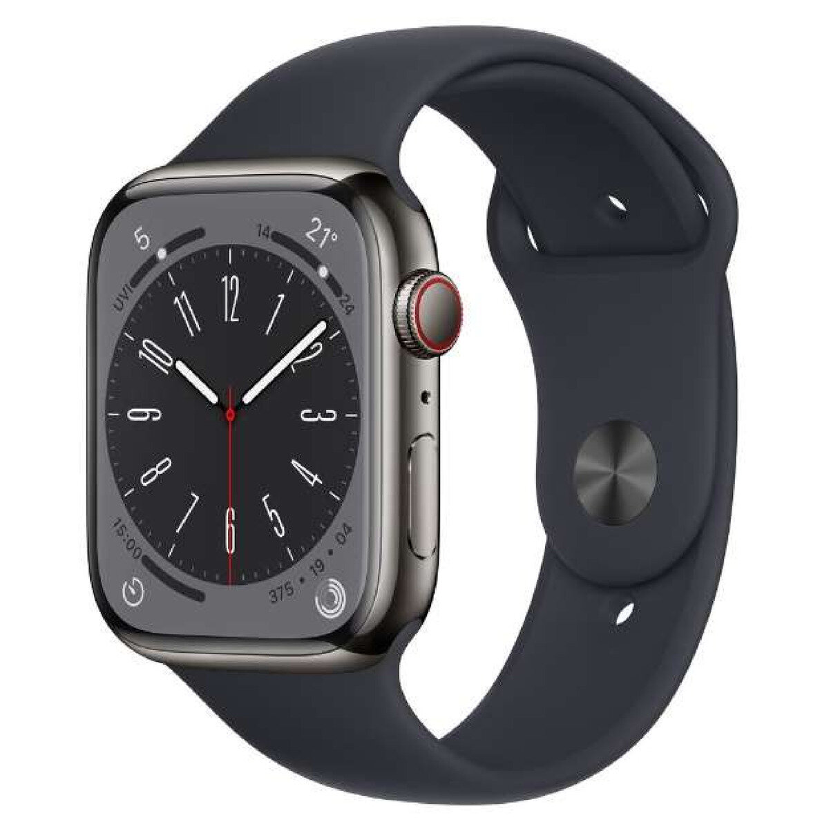 Apple Watch Series8 GPS+Cellular 45mm グラファイトステンレススチールケースとミッドナイトスポーツバンド