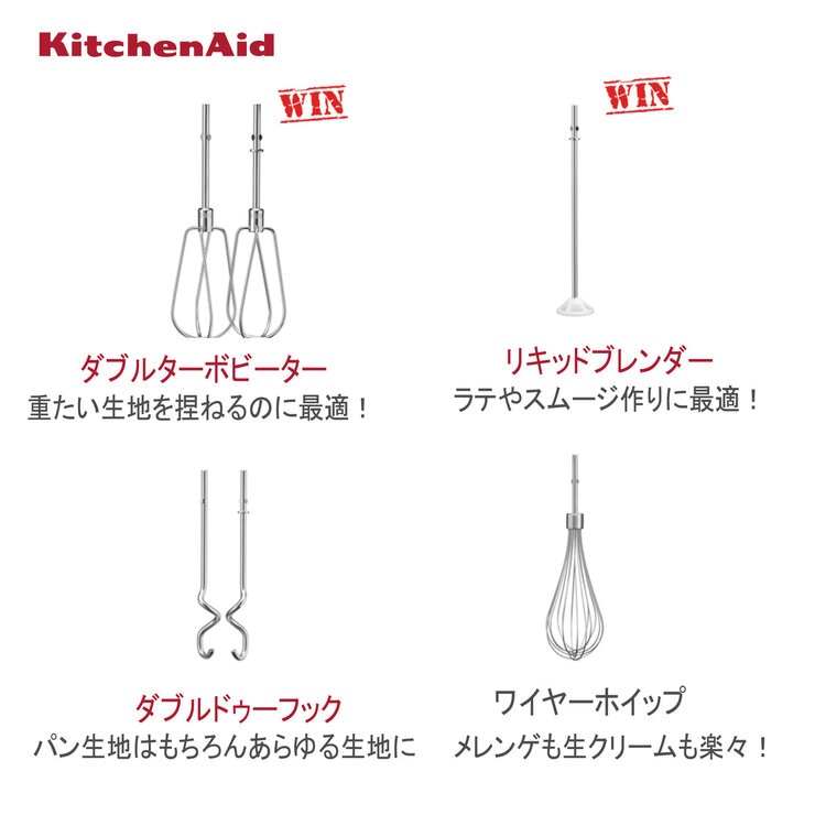 キッチンエイド 9段階変速 ハンドミキサー ホワイト 9KHM928