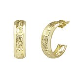 14K イエローゴールド ハイビスカス スクロール ピアス