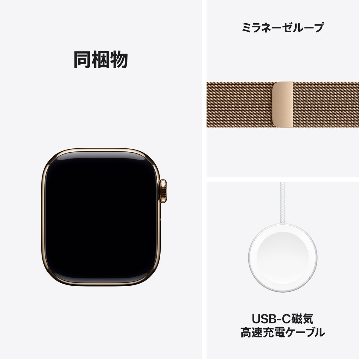 Apple Watch S11 Cellular 42mmゴールドチタニウムケースとゴールドミラネーゼループ