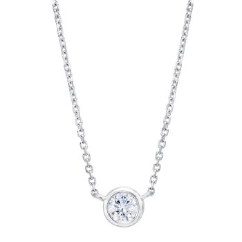 14K ホワイトゴールド 0.14カラット ラウンドカット ネックレス