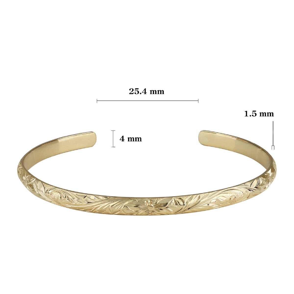 14K イエローゴールド トラディショナル カフ ブレスレット 幅 4ｍｍ 長さ16ｃｍ