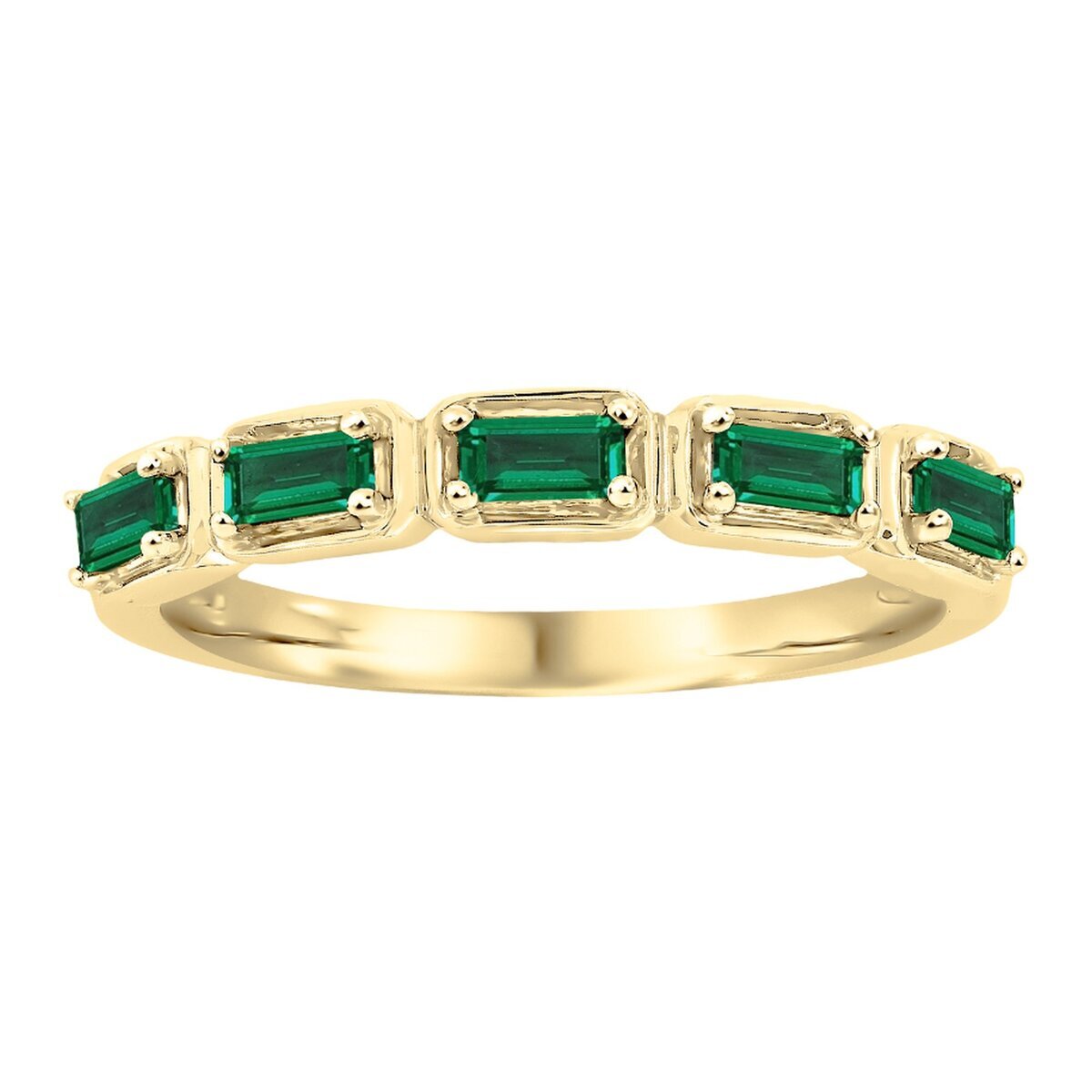 18K Yellow Gold 5PC Lab Emerald Ring