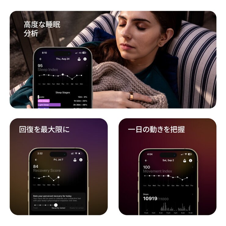Ultrahuman Ring AIR + 2年間のUltrahuman X Membership付き, Raw Titanium スマートリング