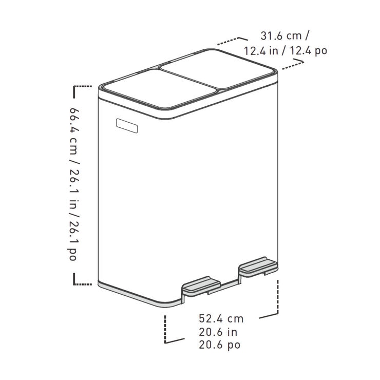Sensible Eco Living ステンレススチール ペダル式リサイクルゴミ箱 29.9L + 29.9L Sensible Eco Living ステンレススチール ペダル式リサイクルゴミ箱 29.9L + 29.9L