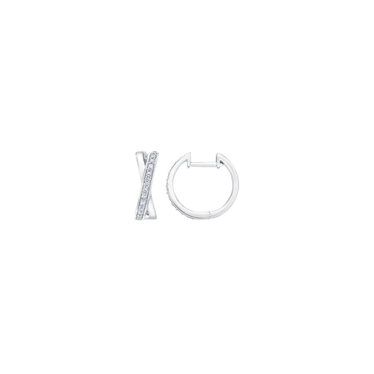 18K ホワイトゴールド 0.25カラット X フープ ピアス