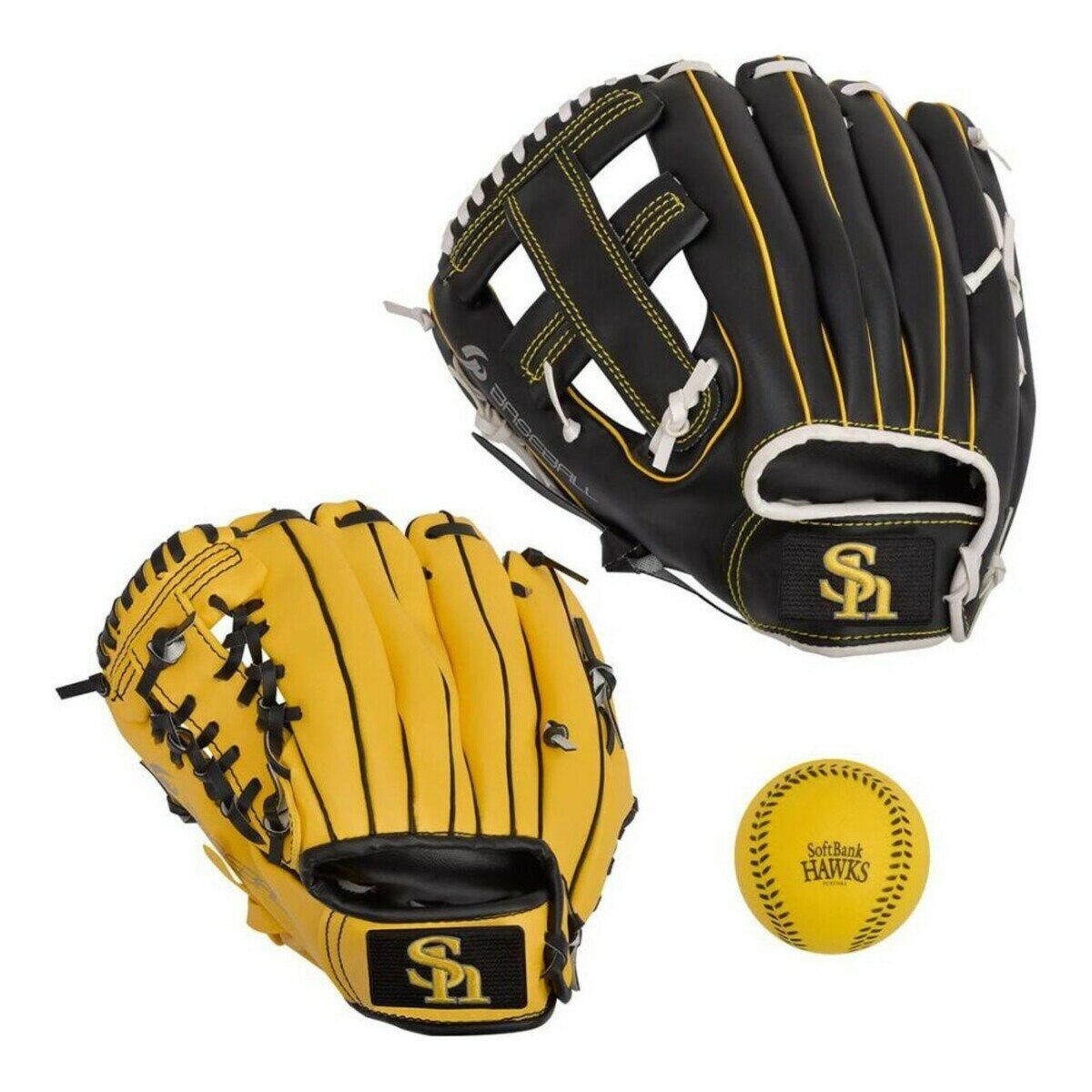 親子キャッチボールグローブセット やわらかボール付 大人-左投げ, 子供-左投げ 福岡ソフトバンクホークス