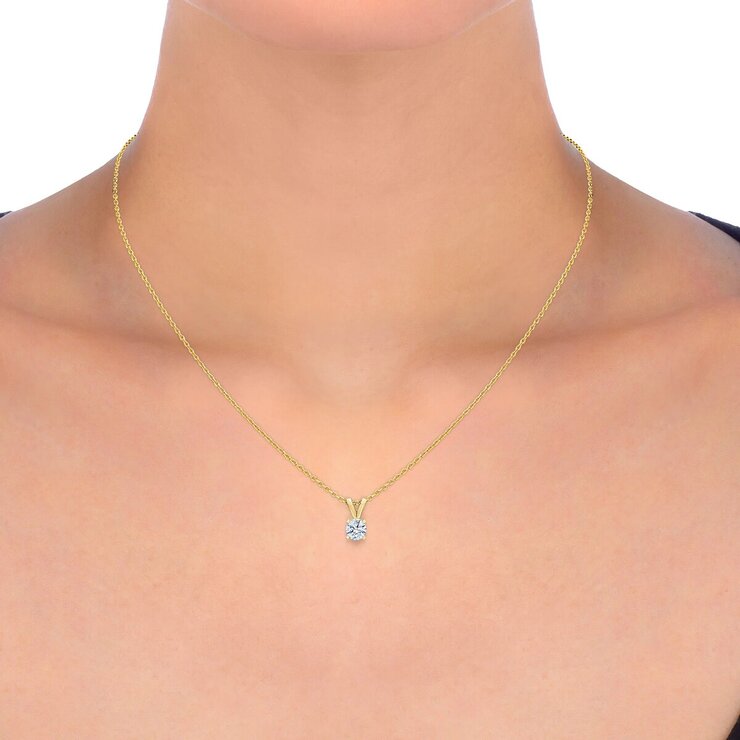 14K イエローゴールド 0.50カラット ソリティア ダイヤモンド ネックレス 14K イエローゴールド 0.50カラット ソリティア ダイヤモンド ネックレス