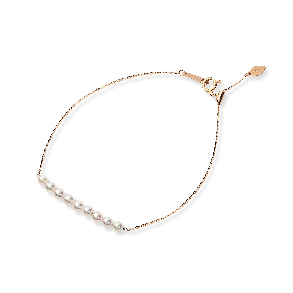 あこやパール 18K ローズゴールド 3.0ｍｍ 9粒 17cm ブレスレット