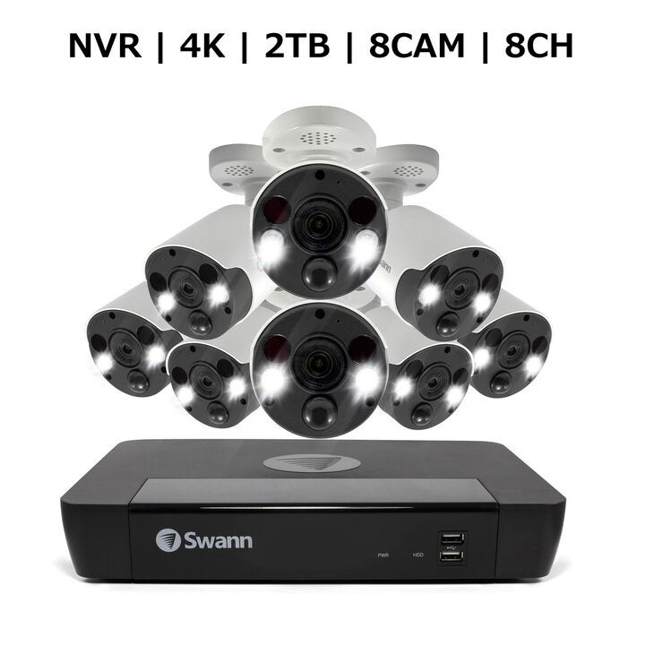 Swann(スワン)8CH 4K NVRシステム 2TB 4K 顔認識 バレット カメラ 8台セット Swann(スワン)8CH 4K NVRシステム 2TB 4K 顔認識 バレット カメラ 8台セット