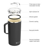 Asobu タワーマグ ステンレス真空断熱コーヒーマグ 600ml フタ付 2個セット ピンク/ブラック