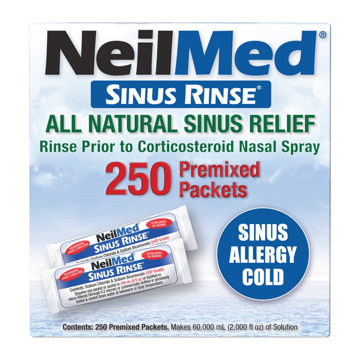 お洒落 ニールメッド 鼻洗浄 リフィル 250包 Neilmed Sinus Rinse Refill 250 count 