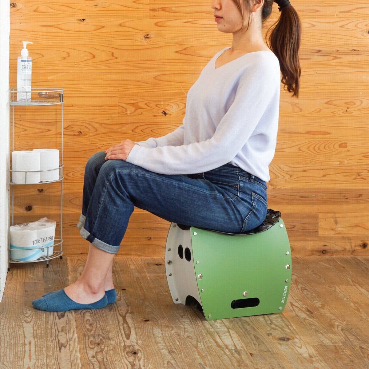 SOLCION（ソルシオン） PATATTO 250+ 折りたたみイス / 非常用トイレ 座面の高さ25cm オリーブ