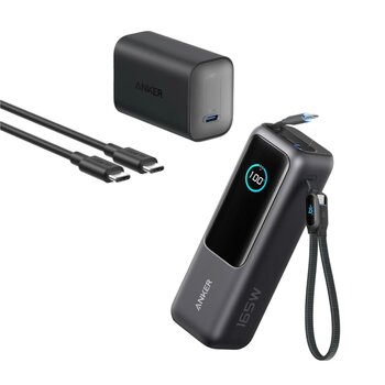 Anker（アンカー）Battery & Set 25000mAh, Built-In & 巻取り式USB-Cケーブル Nano Charger (100W)