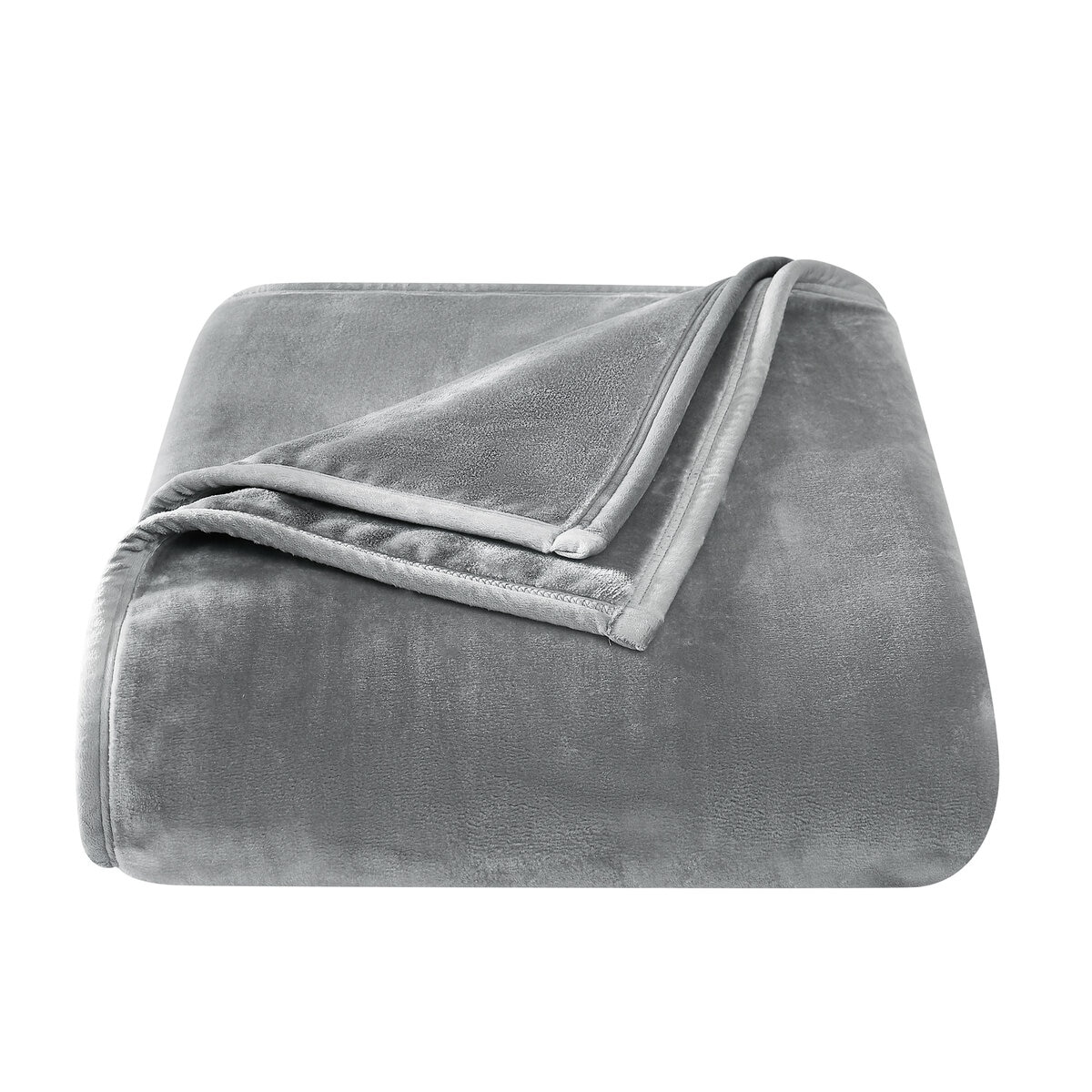 フランネル 大判ひざ掛け 152cm x 177cm ライトグレー