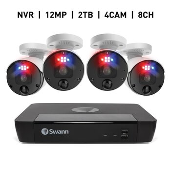 Swann（スワン）エンフォーサー 8CH 12MP NVRセキュリティシステム 2TB バレット型カメラ４台セット SWNVK-890004