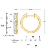 14K イエローゴールド 0.80カラット ラウンド & バゲット ダイヤモンド フープ イヤリング