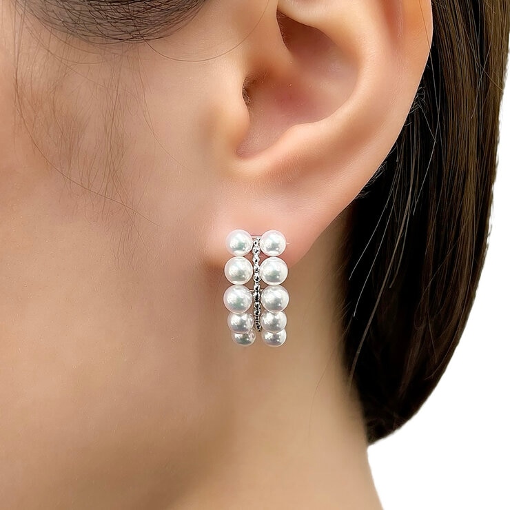 あこやパール 18Kホワイトゴールド W5連ピアス 4mm-4.5mm /SHW0267
