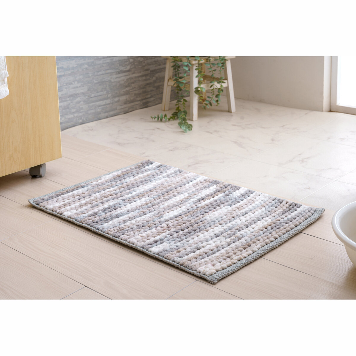 インド手織り バスマット フロー 40x60cm 2枚セット