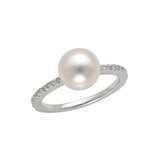 あこやパール 18K ホワイトゴールド パール 8.5mm & ダイヤモンド 0.20カラット リング