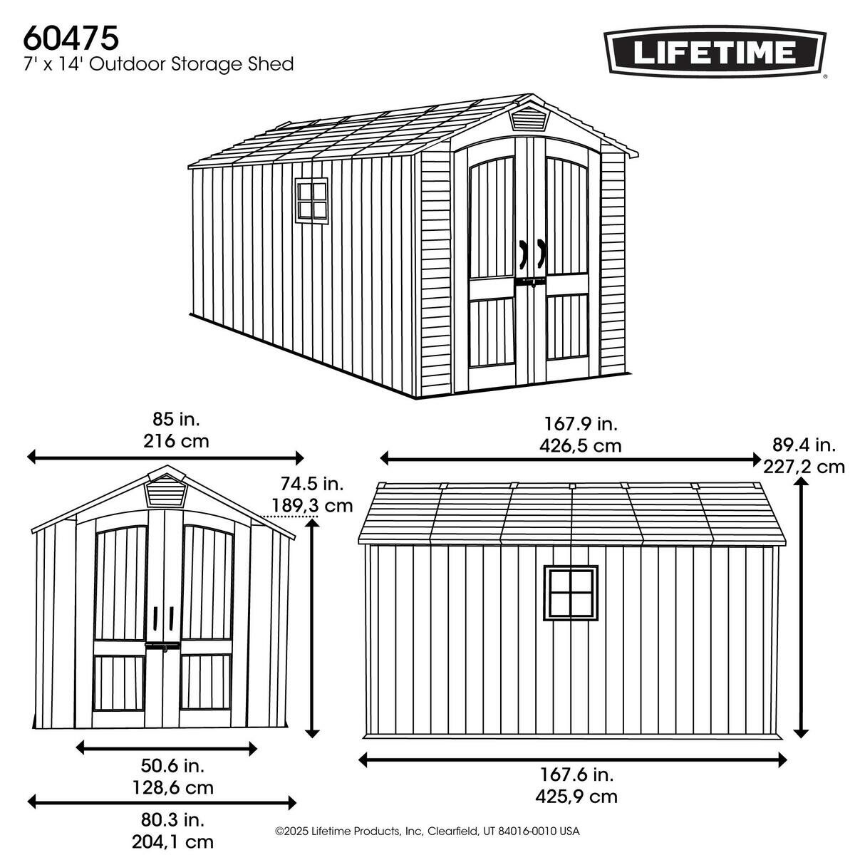 LIFETIME 7 x 14 フィート (2.1 x 4.3 m) 屋外用物置